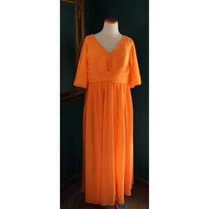 NWT Cicinia Maxi Dress Orange Flutter Sleeve Evening Gown Formal Bridesmaid